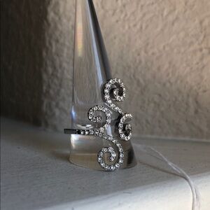 Elegant Silver Swirl Ring with Crystals